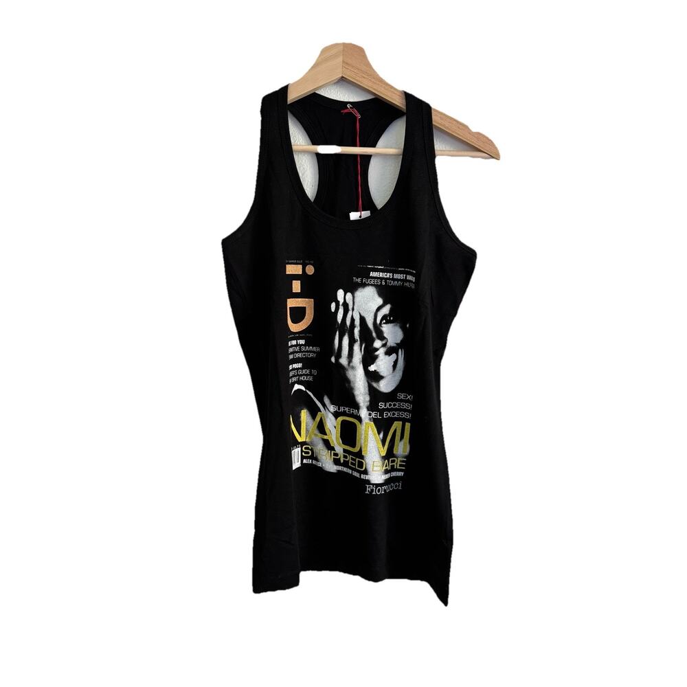 Fiorucci Naomi Campbell Graphic Racerback Tank NWT Made in Italy Size Small